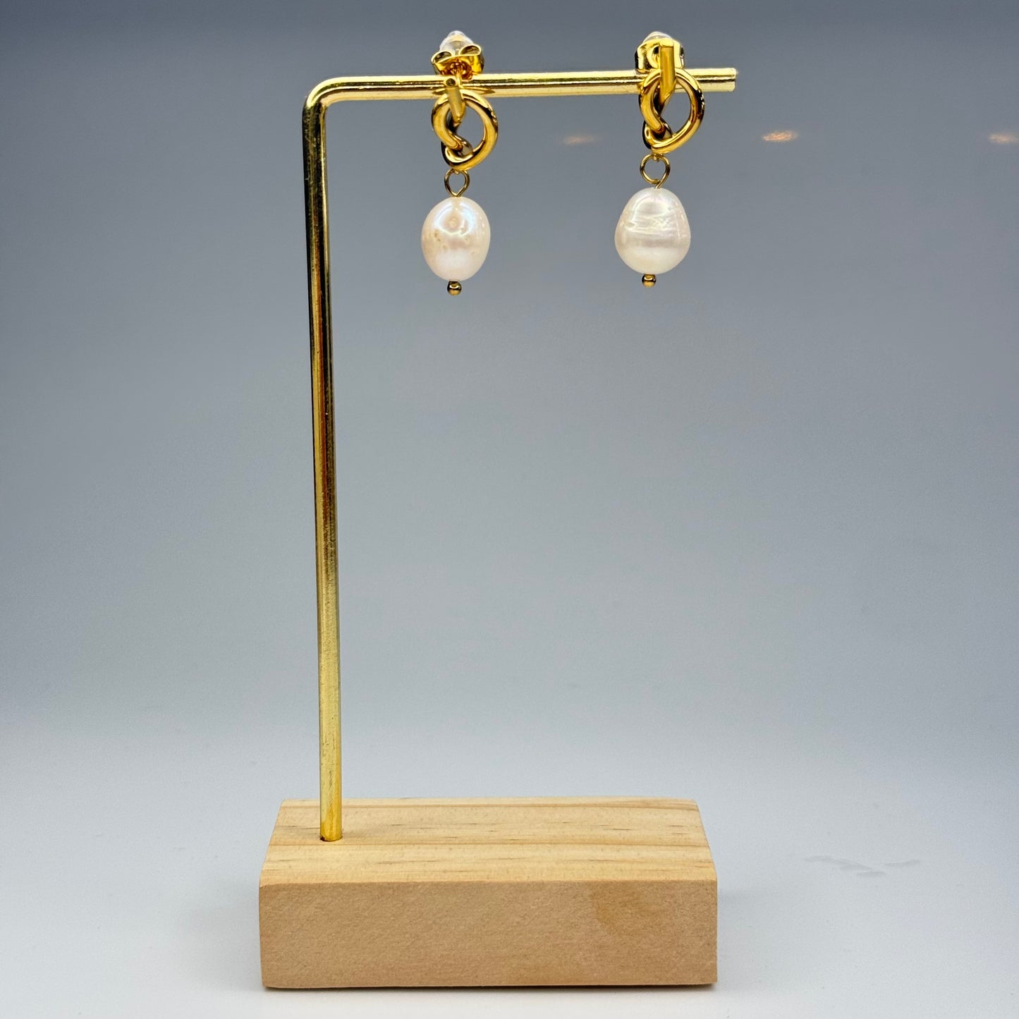 Baroque Pearl Knot Drop Earrings - Gold Plated - DEAL OF THE DAY