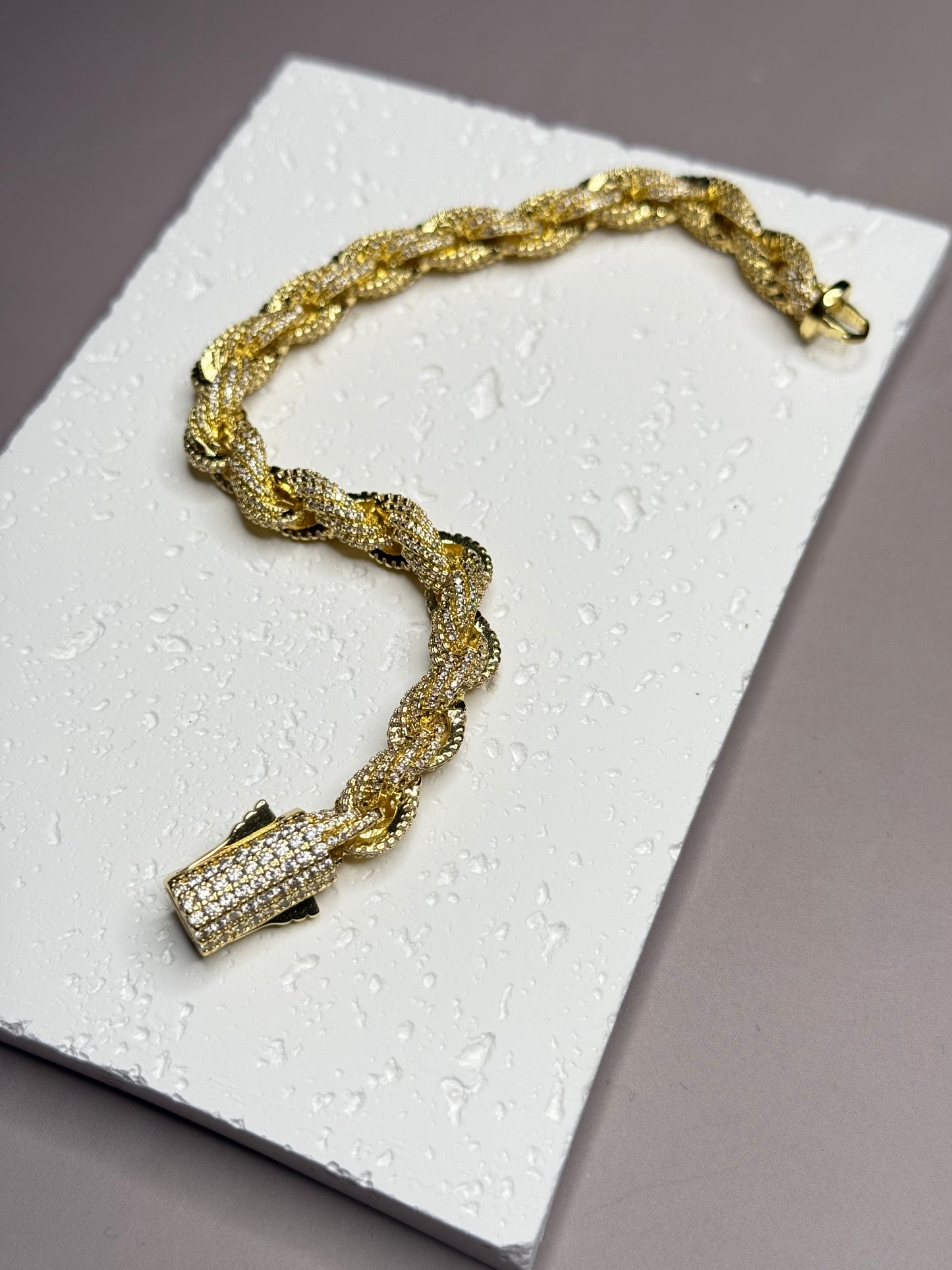 VVS1 Moissanite 8mm Tennis Cuban Rope Style Chain & Bracelet (Set) - DEAL OF THE DAY