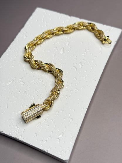 VVS1 Moissanite 8mm Tennis Cuban Rope Style Chain & Bracelet (Set) - DEAL OF THE DAY