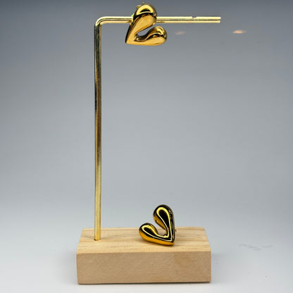 Sculpted Puff Heart Stud Earrings – Gold Plated - DEAL OF THE DAY