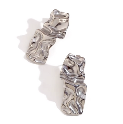 Hammered Liquid Gold Dangle Earrings - Gold Plated