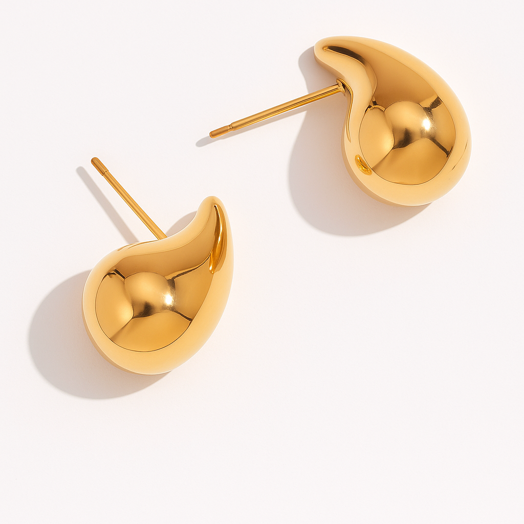 Minimalist Liquid Form Earrings - Gold Plated