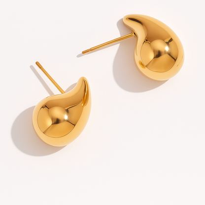 Minimalist Liquid Form Earrings - Gold Plated