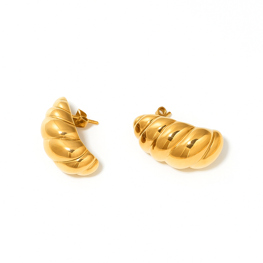 Polished Croissant-Style Hoop Earrings - Gold Plated