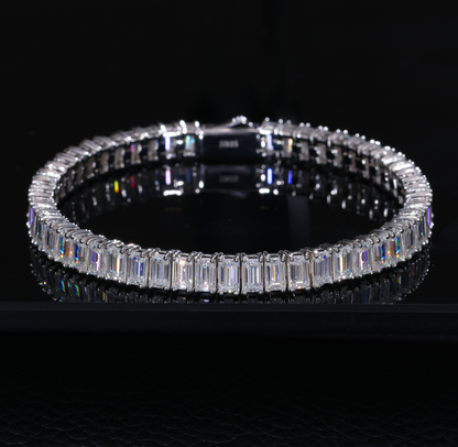 VVS1 Moissanite 5mm × 3mm Baguette Emerald Cut Tennis Bracelet