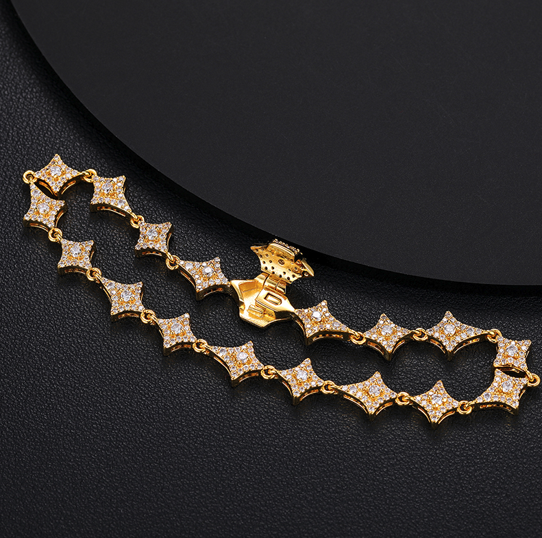 VVS1 Moissanite 8mm Thistles and Thorns Link Chain & Bracelet