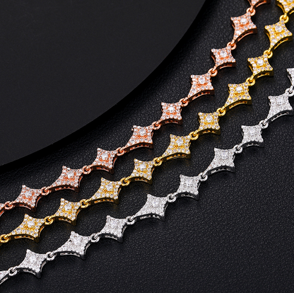 VVS1 Moissanite 8mm Thistles and Thorns Link Chain & Bracelet