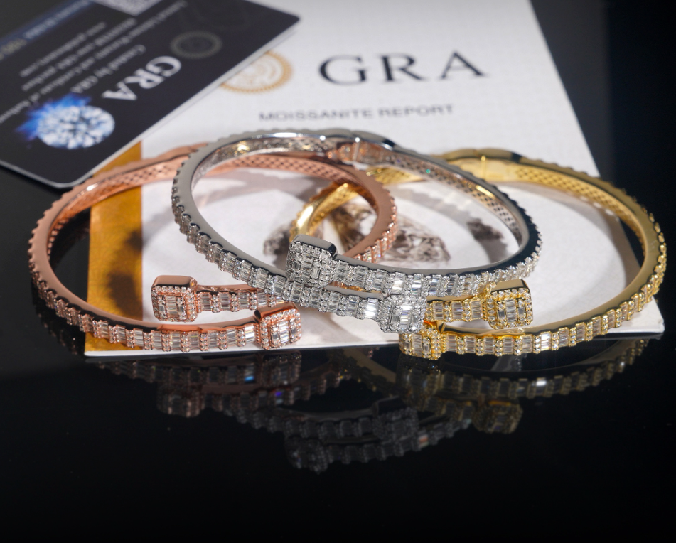 VVS1 Moissanite Full Baguette Cut Bracelet