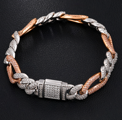 VVS1 Moissanite 10mm Two Tone Cuban Link Bracelet