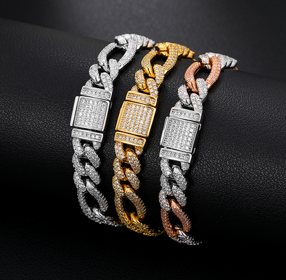 VVS1 Moissanite 10mm Two Tone Cuban Link Bracelet