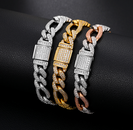 VVS1 Moissanite 10mm Two Tone Cuban Link Bracelet