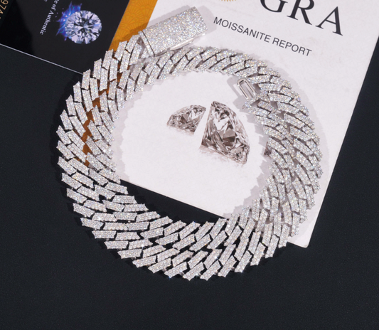 VVS1 Moissanite 12mm Two Rows Cuban Link Chain