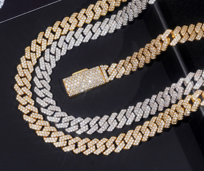 VVS1 Moissanite 8mm Two Rows Cuban Link Chain