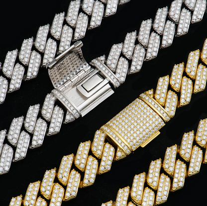 VVS1 Moissanite 14mm Two Rows Cuban Link Chain