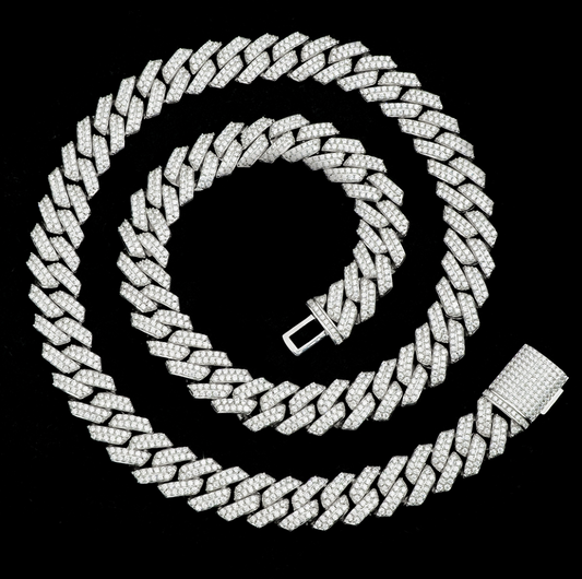 VVS1 Moissanite 14mm Two Rows Cuban Link Chain