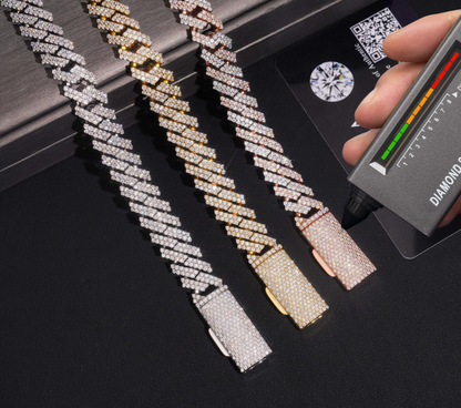 VVS1 Moissanite 12mm Two Rows Cuban Link Bracelet