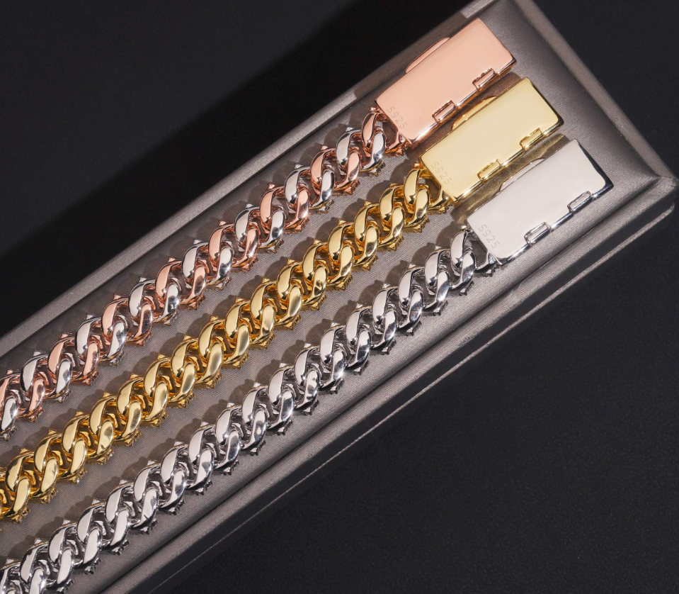 VVS1 Moissanite 12mm Two Rows Cuban Link Bracelet