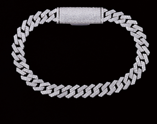 VVS1 Moissanite 8mm Two Rows Cuban Link Bracelet