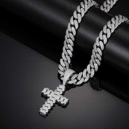 VVS1 Moissanite 40x30mm Cross Cuban Pendant