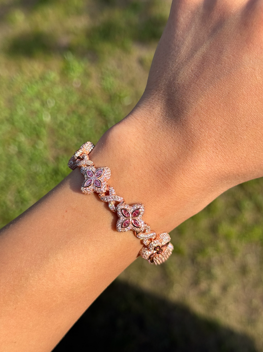 VVS1 Moissanite 15mm Marquise Flower Four Leaf Clover Bracelet - DEAL OF THE DAY