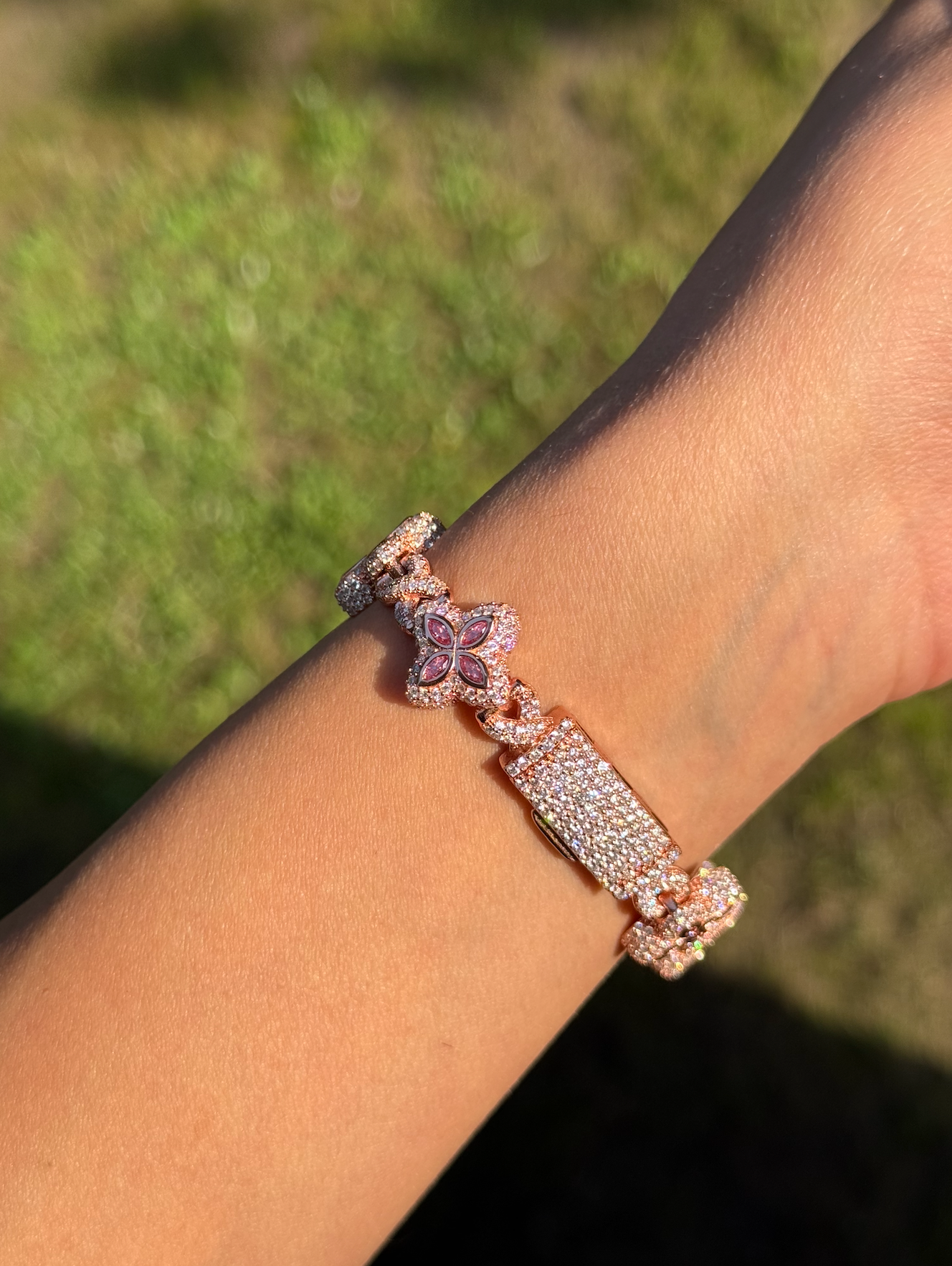 VVS1 Moissanite 15mm Marquise Flower Four Leaf Clover Bracelet - DEAL OF THE DAY