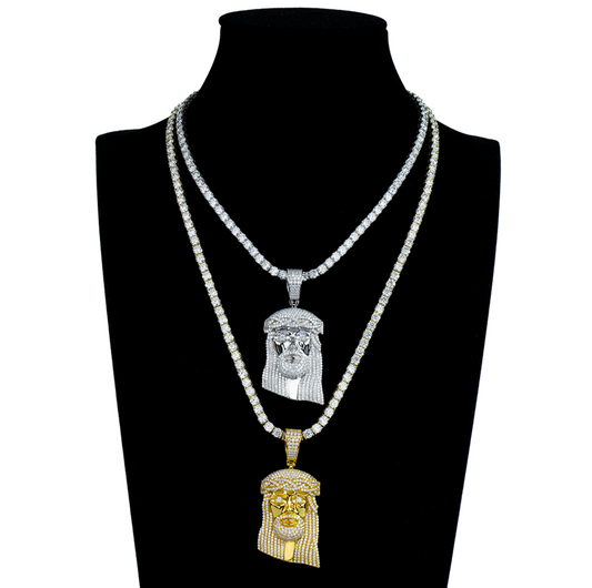 VVS1 Moissanite 42x28mm Jesus Head Pendant