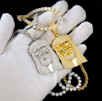VVS1 Moissanite 42x28mm Jesus Head Pendant