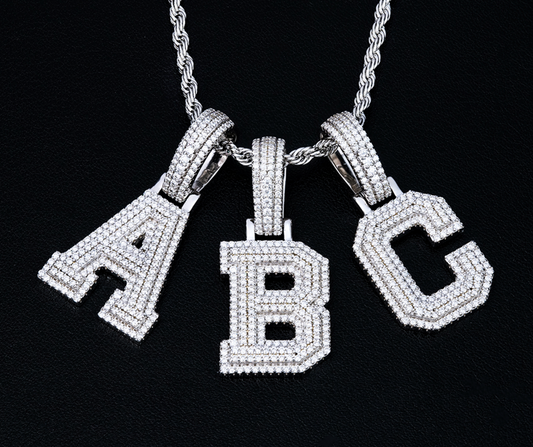 VVS1 Moissanite 23x18mm A-Z Letter Pendant
