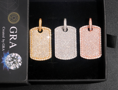 VVS1 Moissanite 22x35mm Dog Tag Pendant