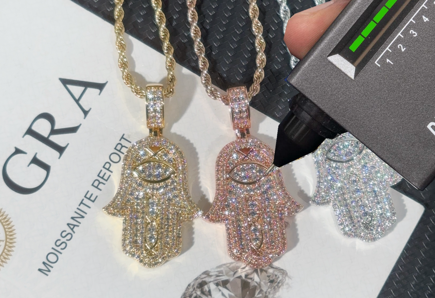 VVS1 Moissanite Hamsa Pendant