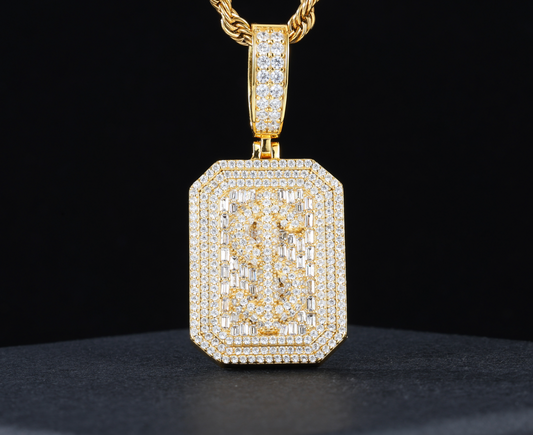 VVS1 Moissanite 46x20mm Dollar Sign Pendant