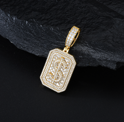 VVS1 Moissanite 46x20mm Dollar Sign Pendant