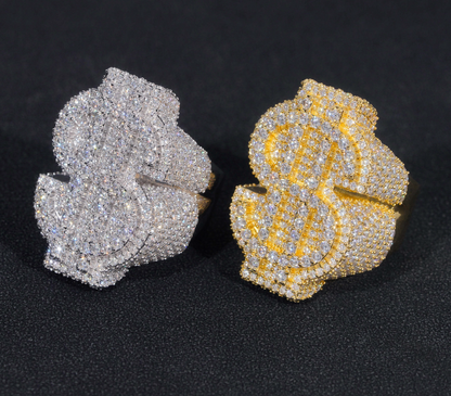 VVS1 Moissanite Dollar Sign Ring