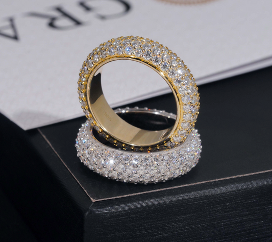 VVS1 Moissanite Four Rows Fully Iced-Out Ring