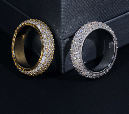 VVS1 Moissanite Four Rows Fully Iced-Out Ring