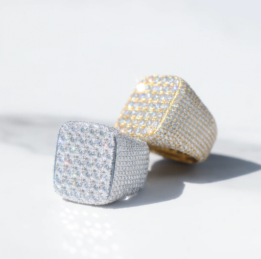 VVS1 Moissanite Fully Iced-Out Square Ring
