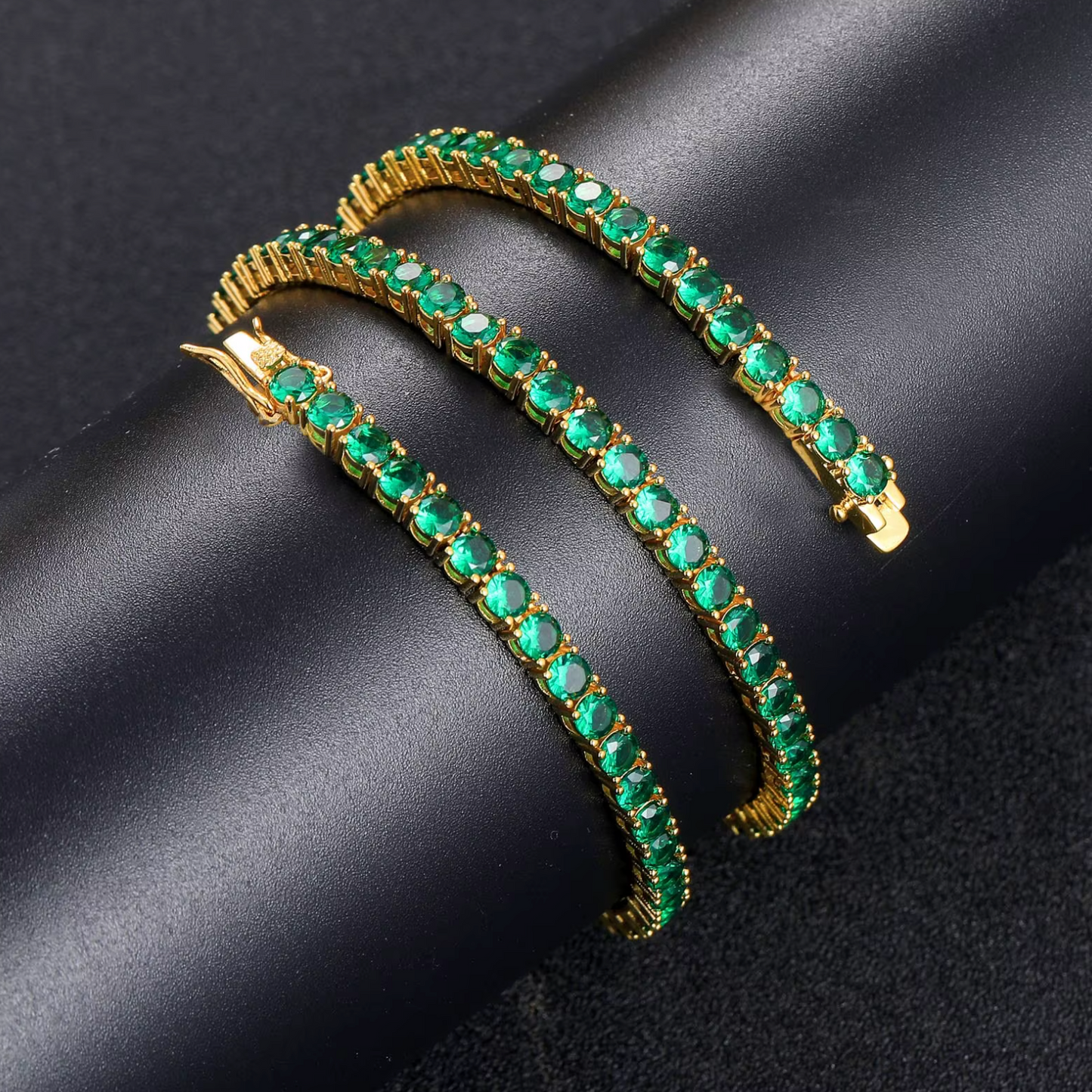 5A+ CZ 4mm Green Zircon Tennis Chain & Bracelet