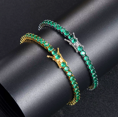 5A+ CZ 4mm Green Zircon Tennis Chain & Bracelet