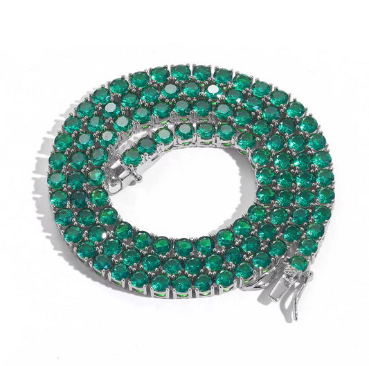 5A+ CZ 4mm Green Zircon Tennis Chain