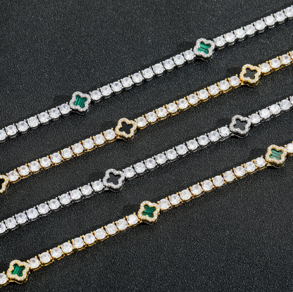 5A+ CZ 4mm Flower Tennis Chain