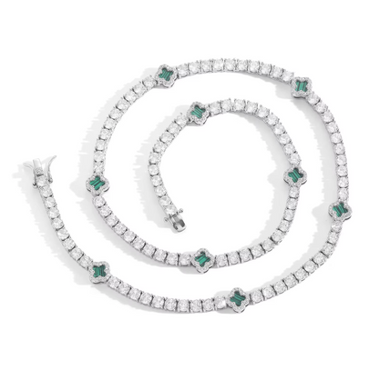 5A+ CZ 4mm Flower Tennis Chain