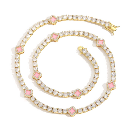 5A+ CZ 4mm Flower Tennis Chain