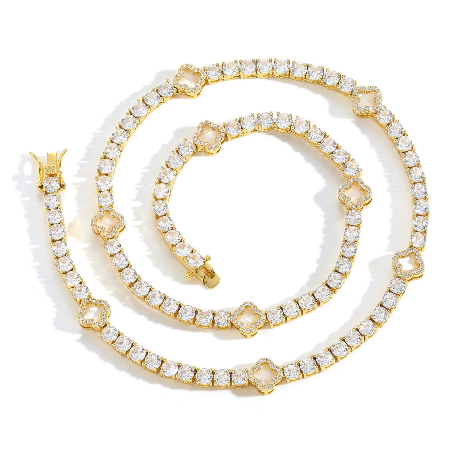 5A+ CZ 4mm Flower Tennis Chain