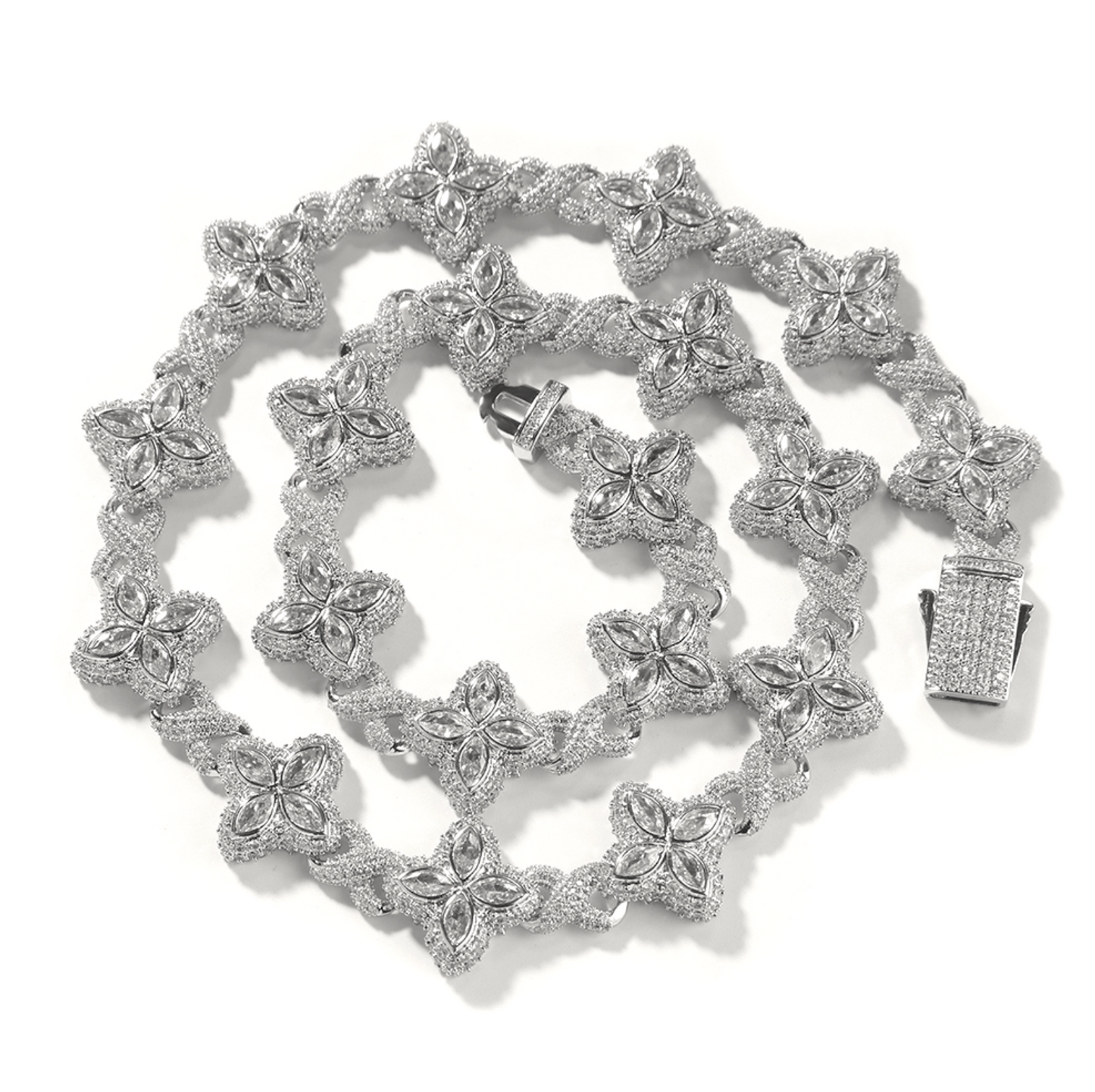 5A+ CZ 19mm Cluster Hexagon Shapes Infinity Charm Chain