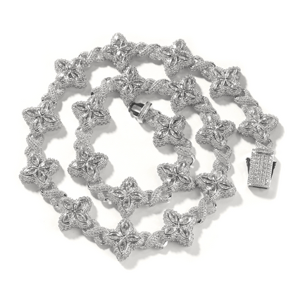 5A+ CZ 19mm Cluster Hexagon Shapes Infinity Charm Chain