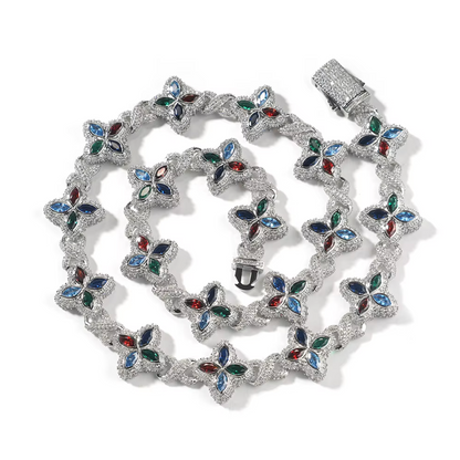 5A+ CZ 19mm Cluster Hexagon Shapes Infinity Charm Chain