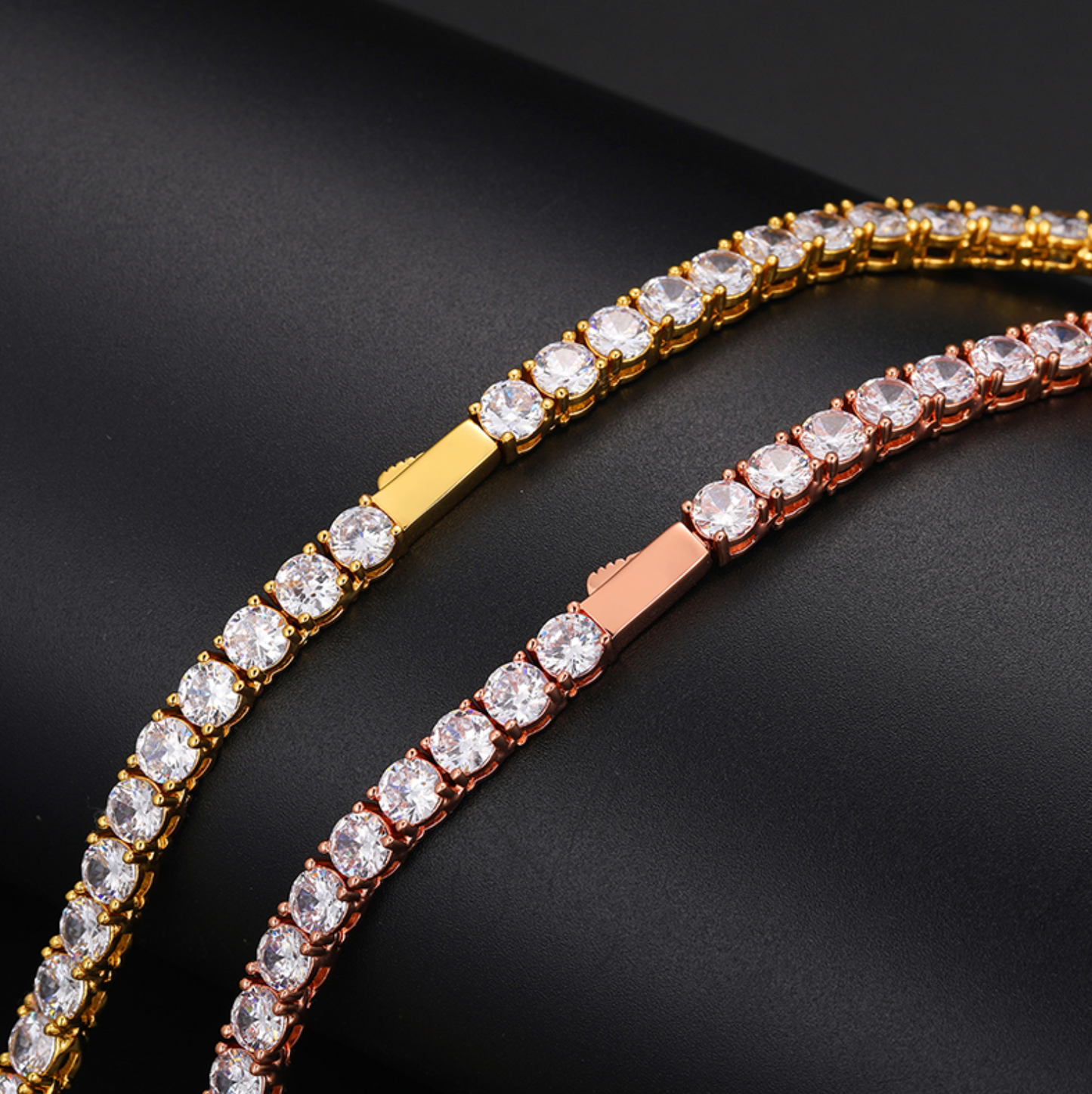 5A+ CZ 5mm Long Cluster Cross Tennis Chain