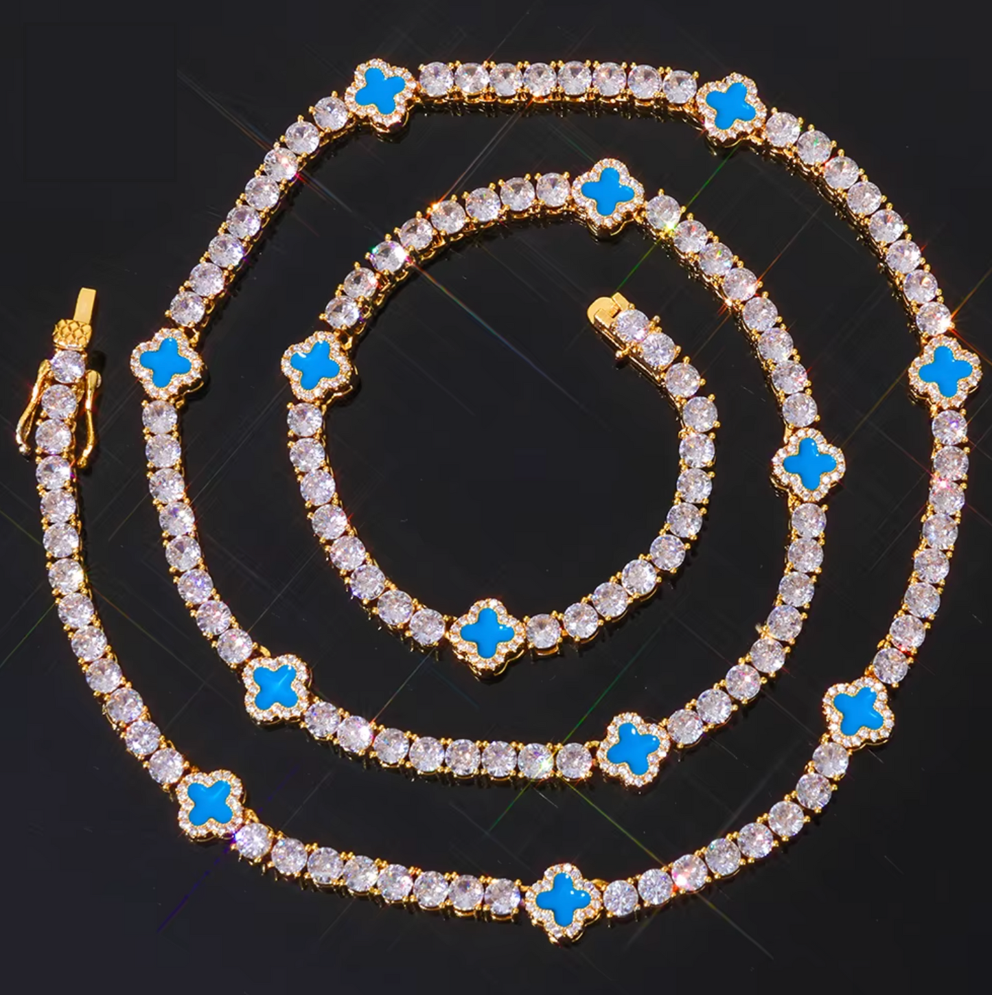 5A+ CZ 4mm Flower Tennis Chain