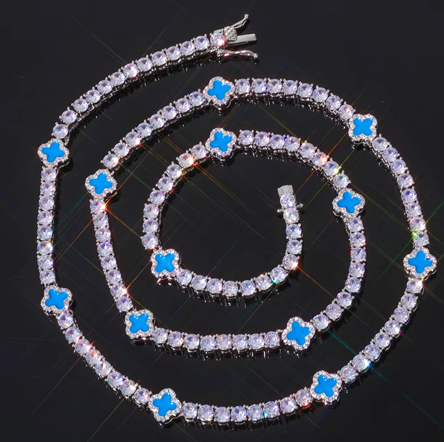 5A+ CZ 4mm Flower Tennis Chain