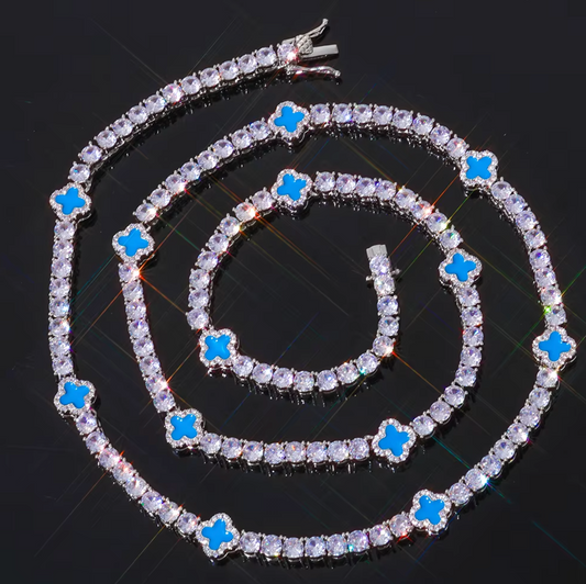 5A+ CZ 4mm Flower Tennis Chain
